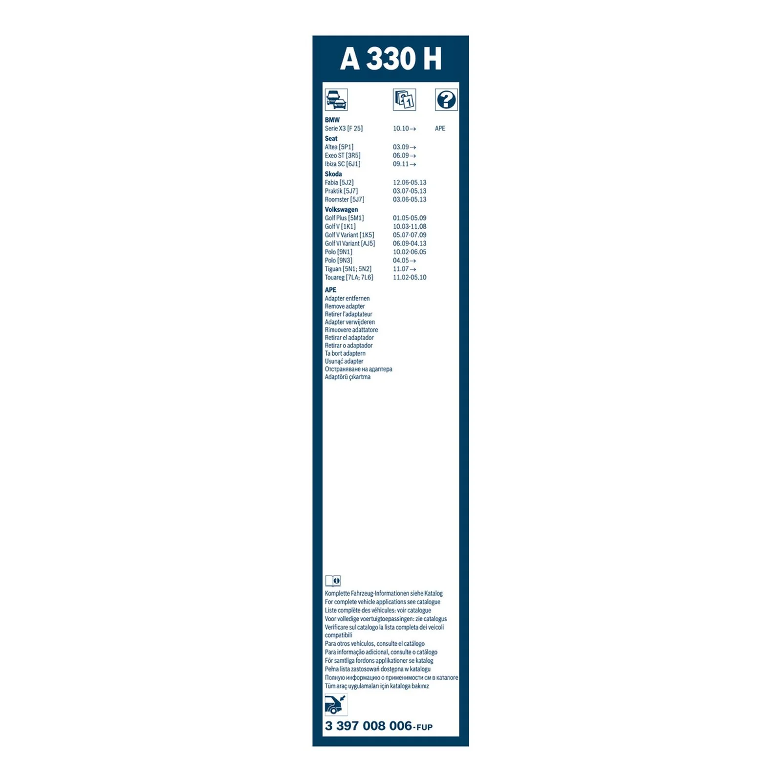 A330H Bosch Rear Screen Wiper A - Image 3