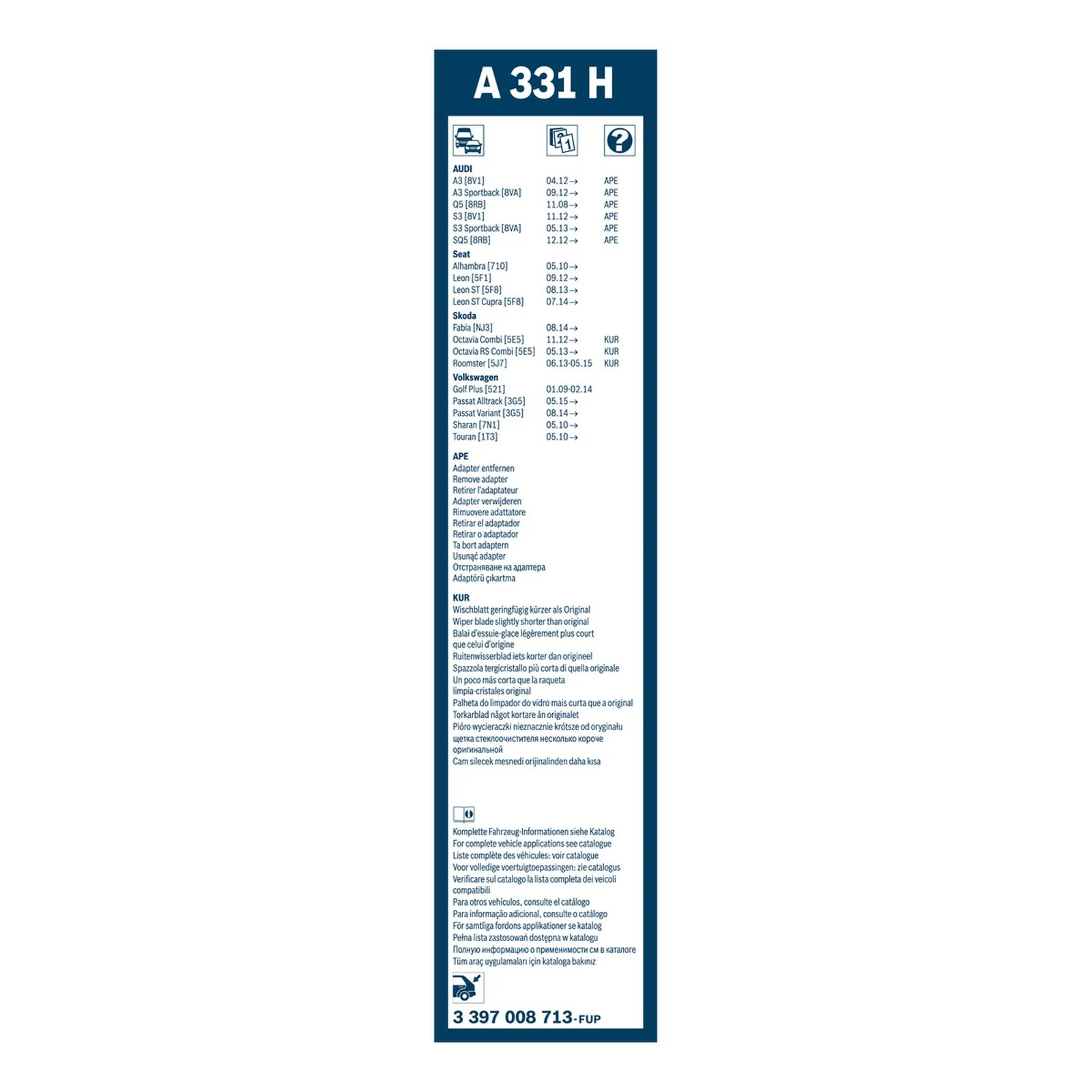 A331H Bosch Rear Screen Wiper A - Image 3