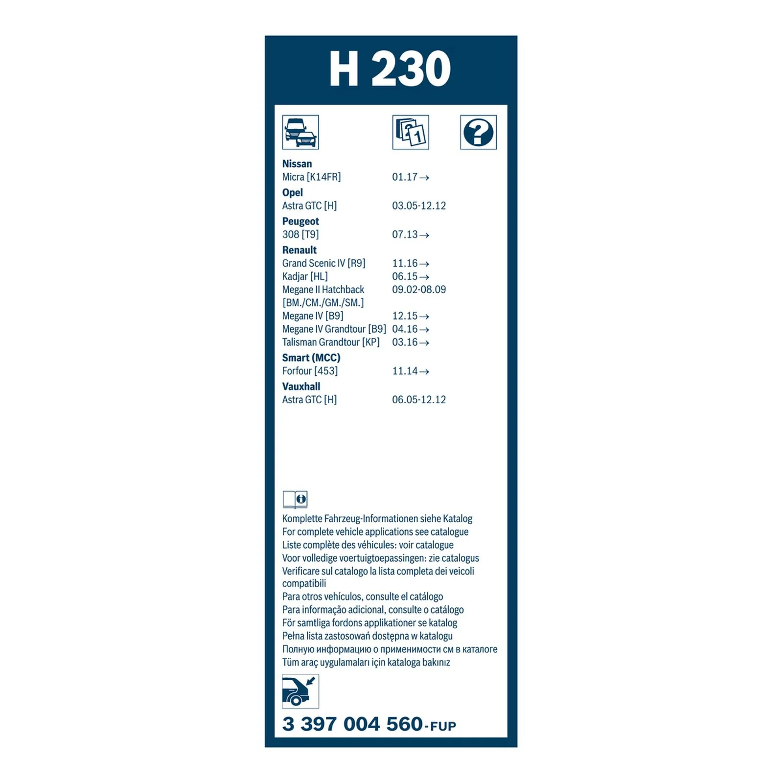 H230 Bosch Rear Screen Wiper H - Image 3
