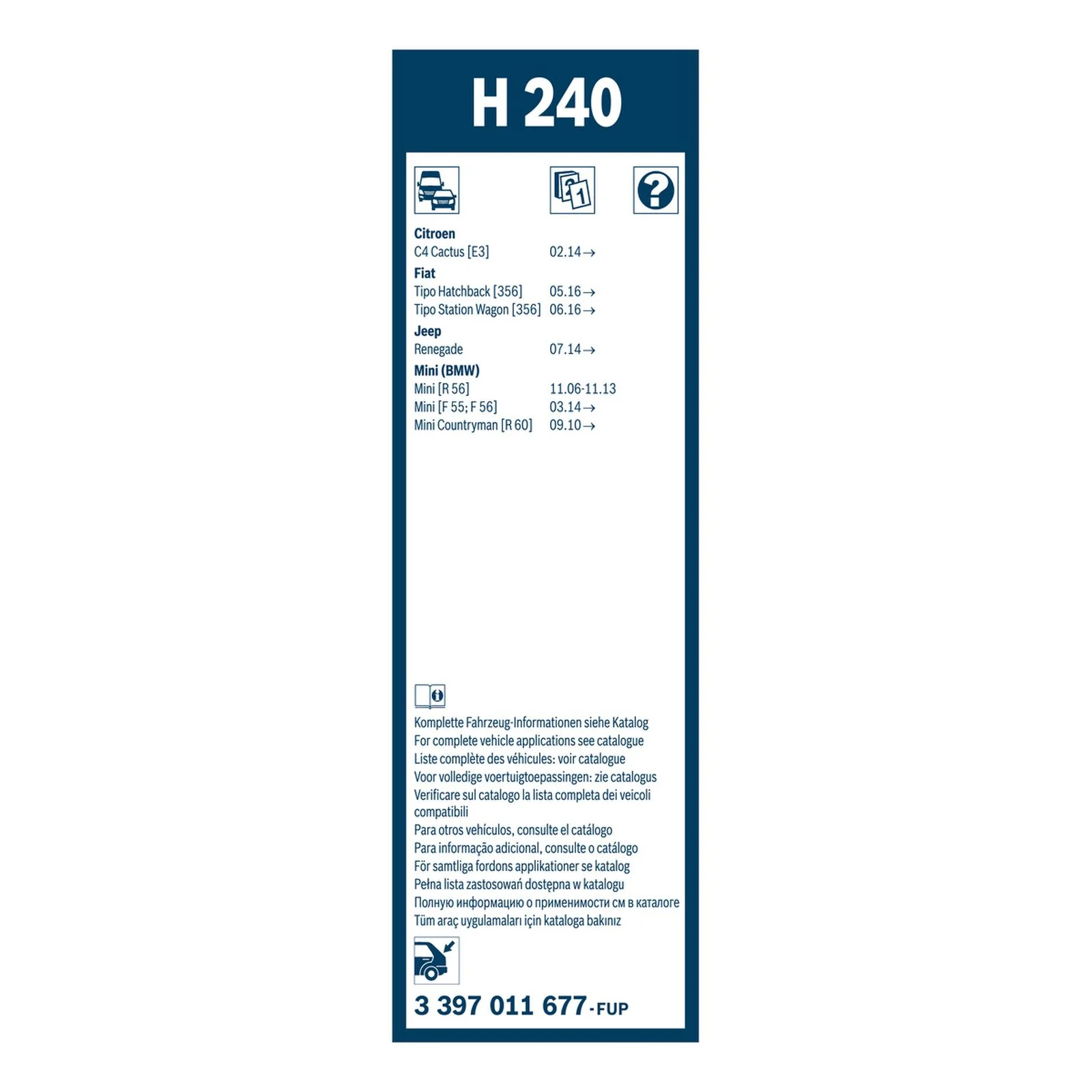 H240 Bosch Rear Screen Wiper H - Image 3
