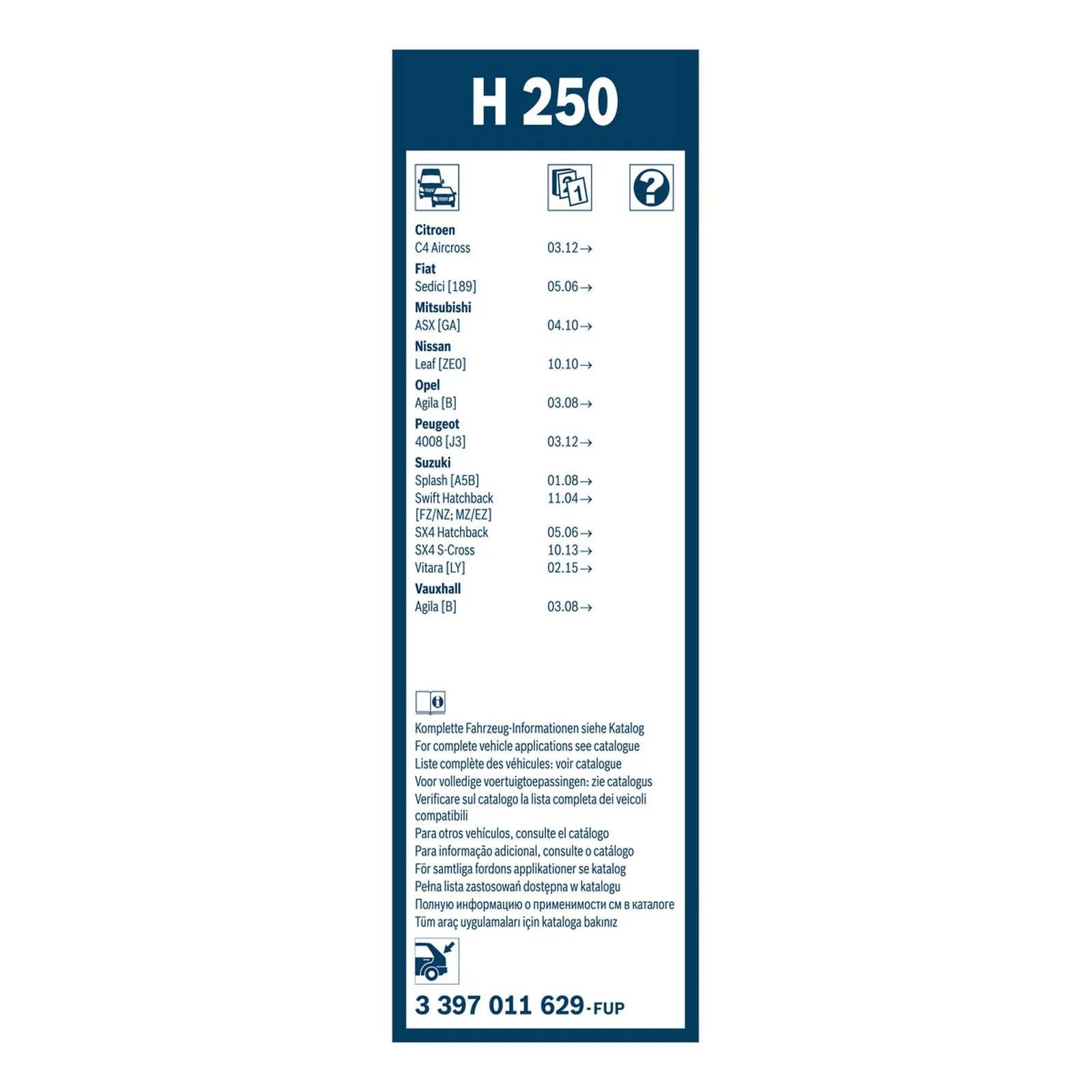 H250 Bosch Rear Screen Wiper H - Image 3