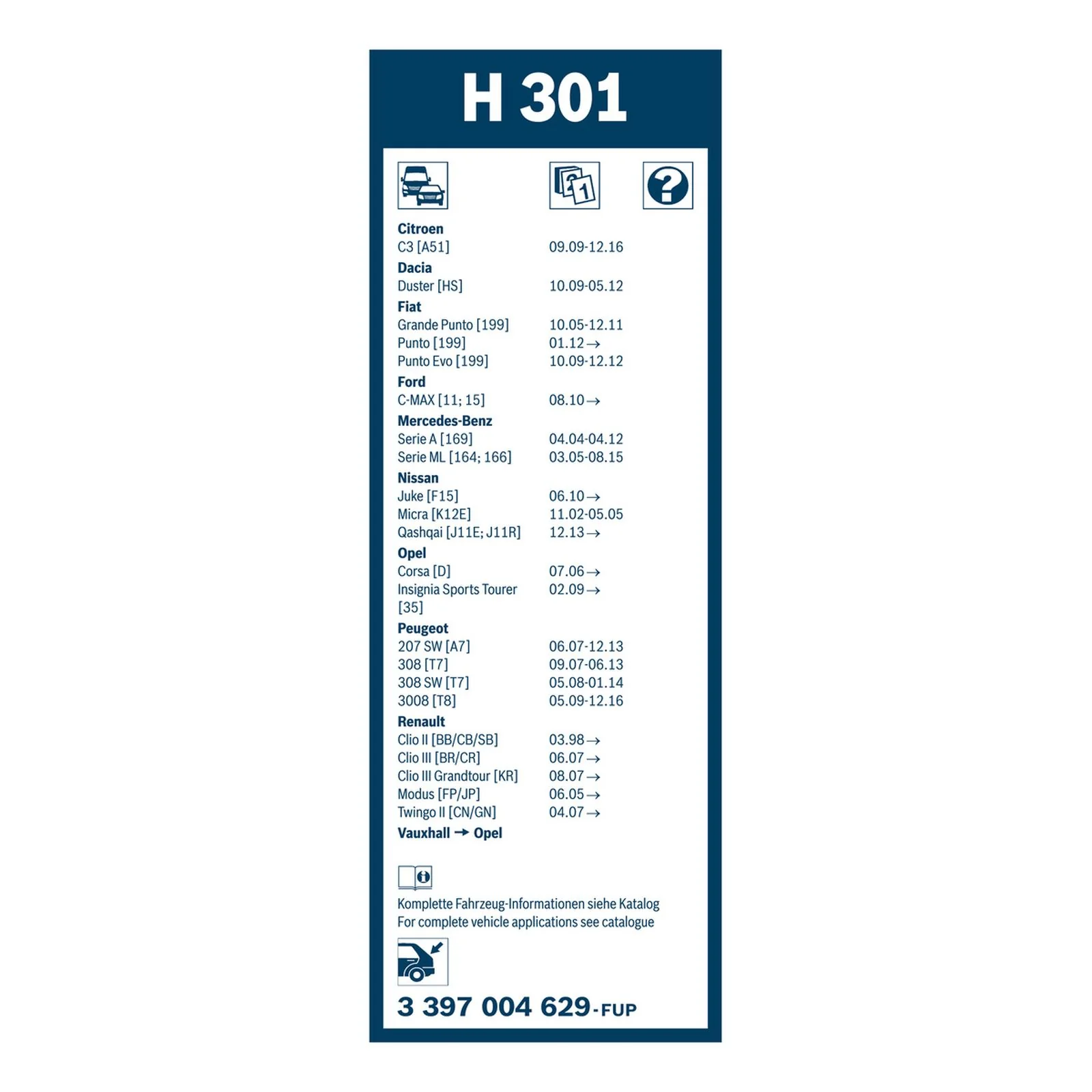 H301 Bosch Rear Screen Wiper H - Image 3
