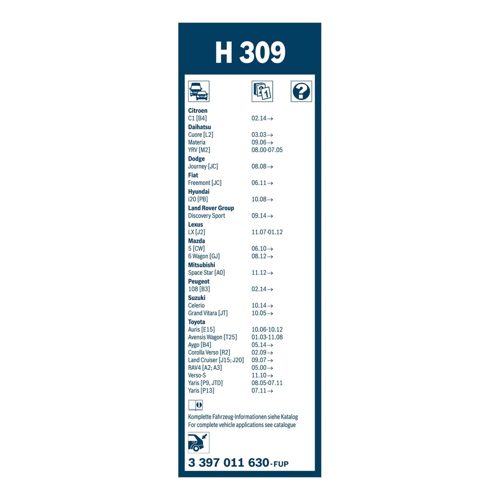 H309 Bosch Rear Screen Wiper H - Image 3