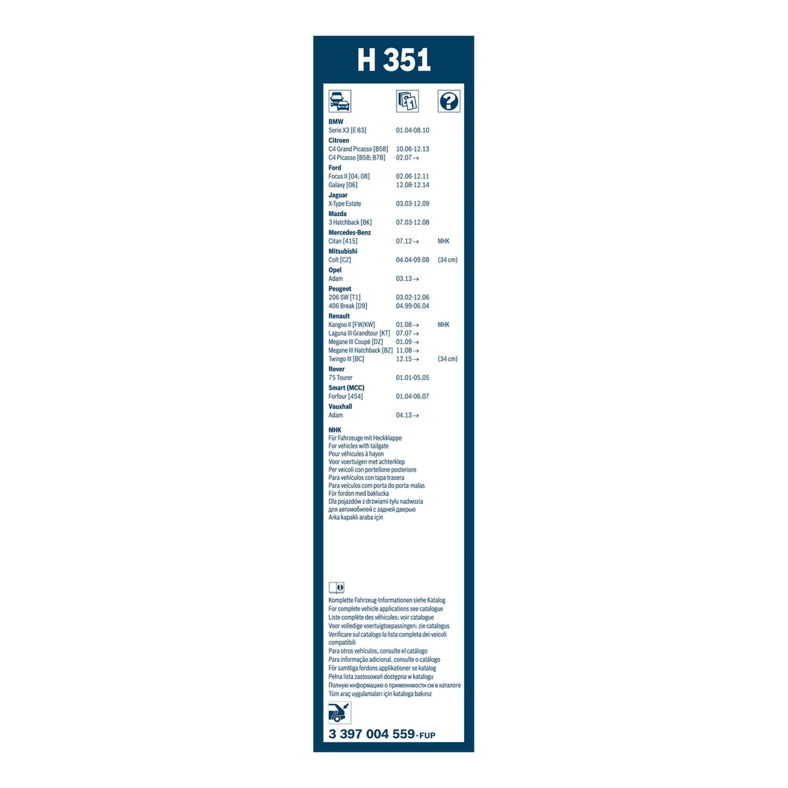 H351 Bosch Rear Screen Wiper H - Image 3