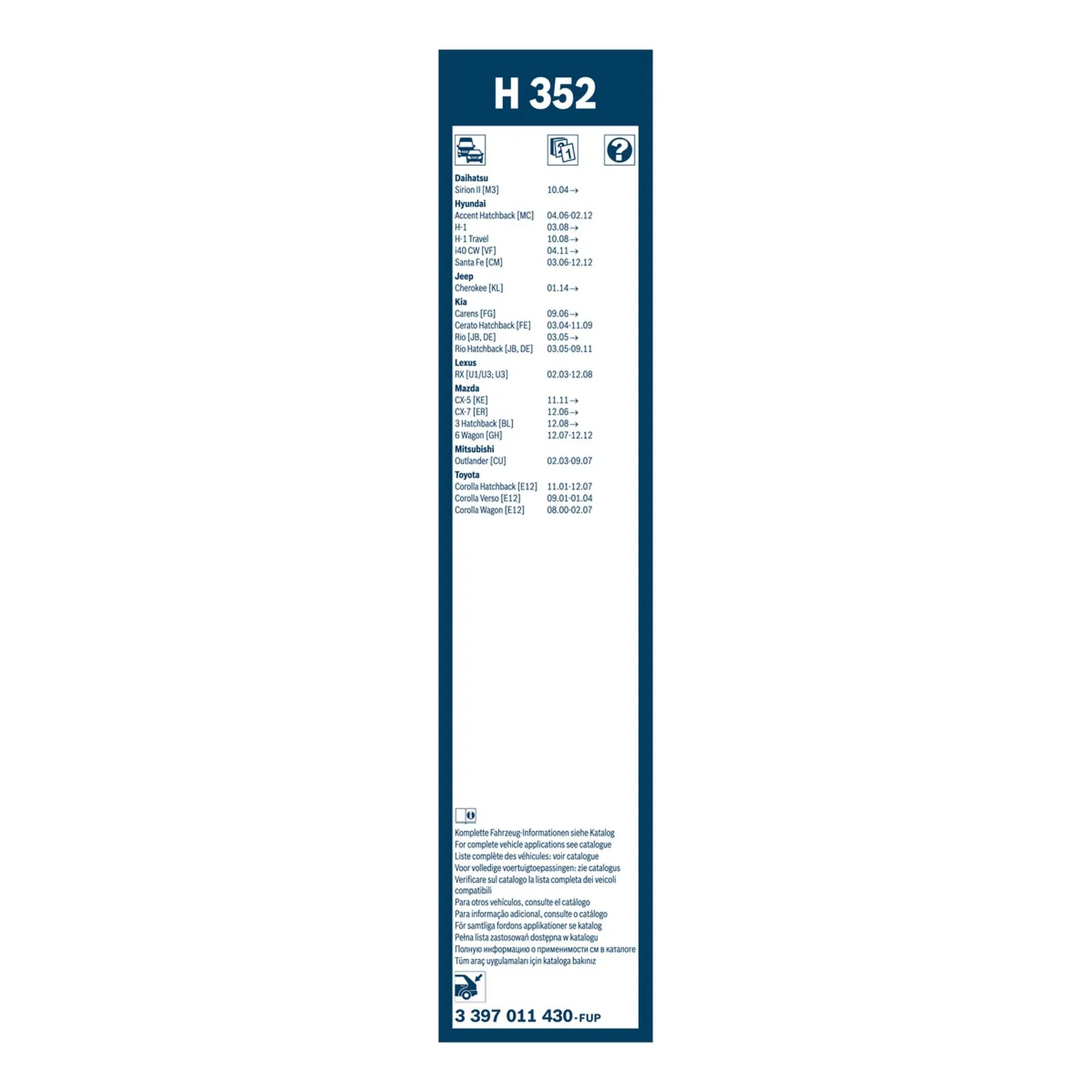H352 Bosch Rear Screen Wiper H - Image 3
