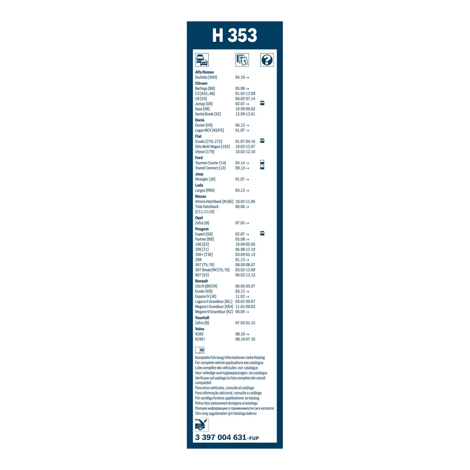 H353 Bosch Rear Screen Wiper H - Image 3