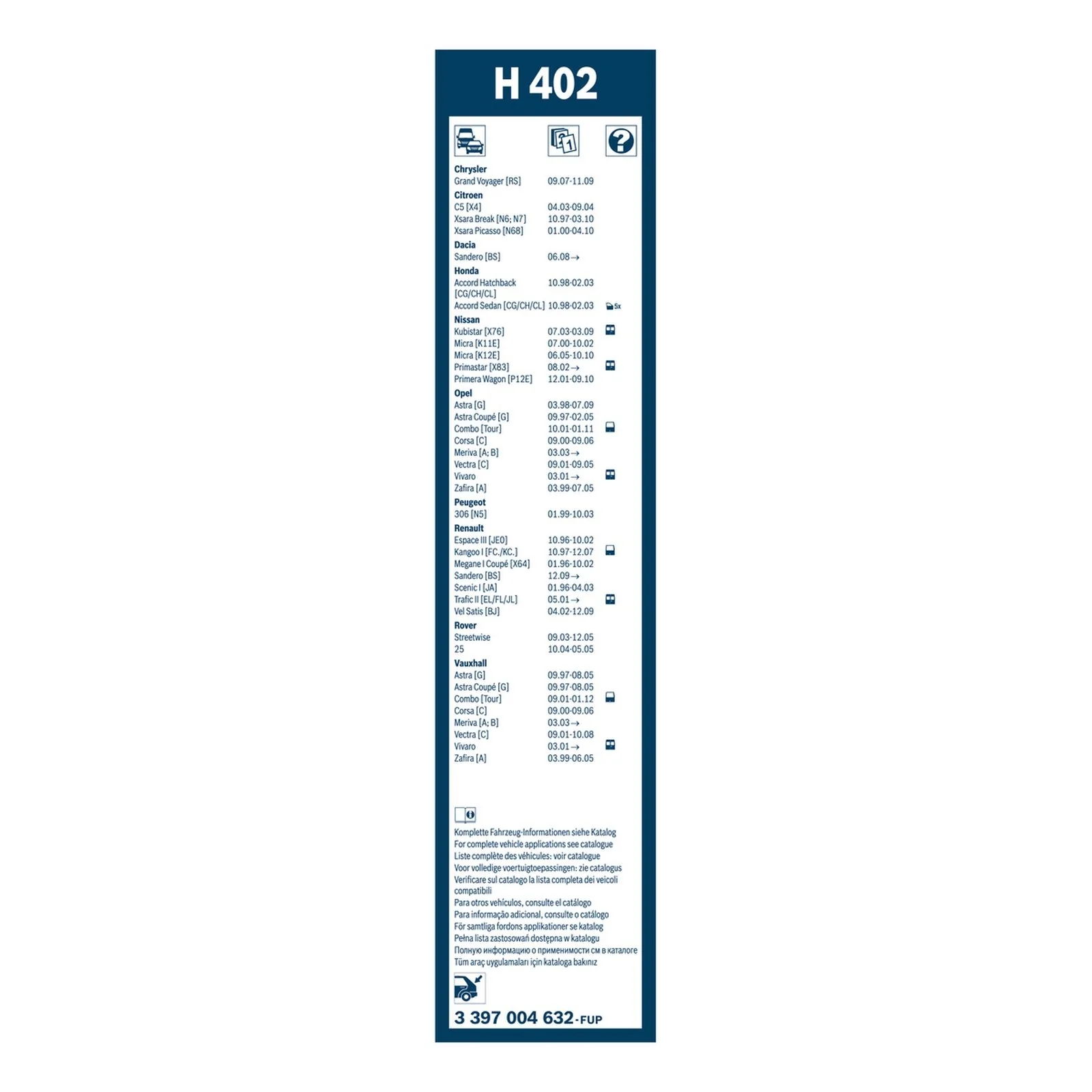 H402 Bosch Rear Screen Wiper H - Image 3