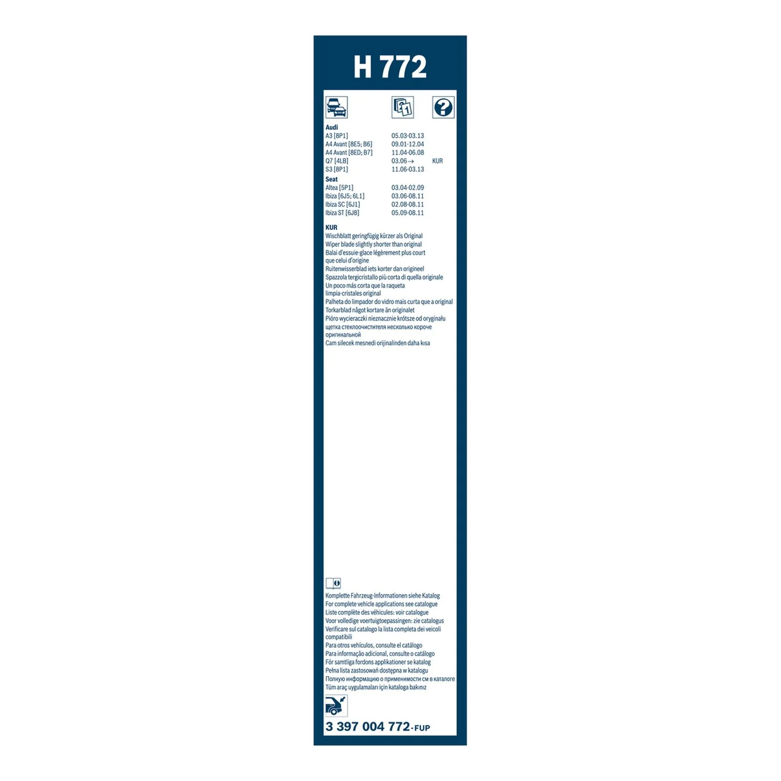 H772 Bosch Rear Screen Wiper H - Image 3