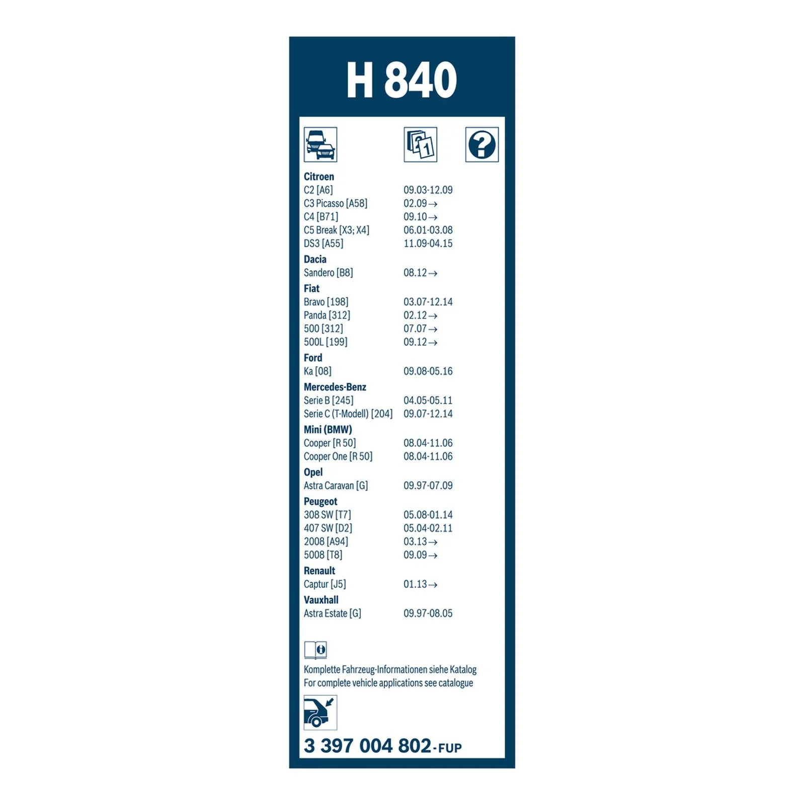 H840 Bosch Rear Screen Wiper H - Image 3